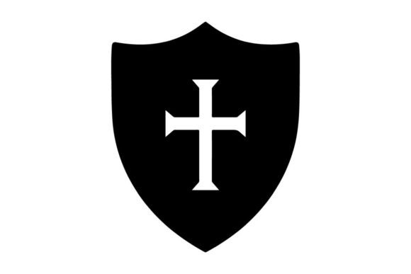 Download Black Gothic Shield with White Cross Emb - Premium Resources